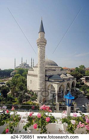 Stock Image - Firuz Aga Mosque and Blue Mosque, Istanbul, Turkey. Fotosearch
