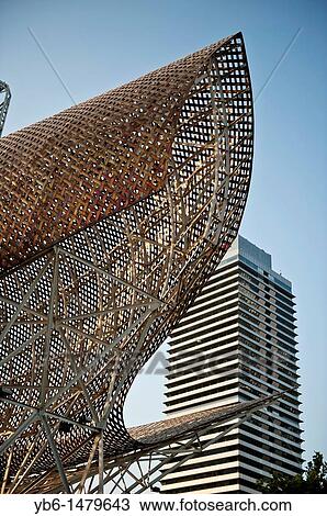 Fish Sculpture with the Mapfre tower of Barcelona, Spain View Large Photo Image Stock Image - Fish Sculpture with the Mapfre tower of Barcelona, Spain. Fotosearch