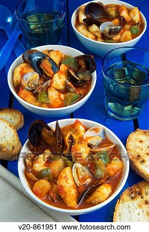 Fish soup with mussels, chowders and fish fillets View Large Photo Image Stock Image - Fish soup with mussels, chowders and fish fillets. Fotosearch