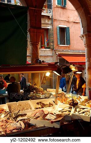 Fish stalls in the Rialto Market - Venice Italy View Large Photo Image Stock Image - Fish stalls in the Rialto Market - Venice Italy. Fotosearch