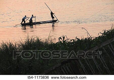 Fisher on the Mekong View Large Photo Image Stock Photograph - Fisher on the Mekong. Fotosearch