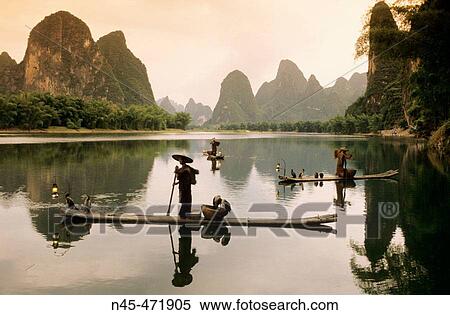 Fisher scenario. Xingping Li river. China. View Large Photo Image Stock Photography - Fisher scenario. Xingping Li river. China.. Fotosearch