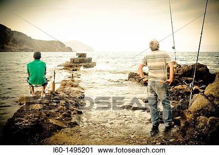 Stock Image - Fisherman in Cabo de Gata, Almeria, Spain. Fotosearch