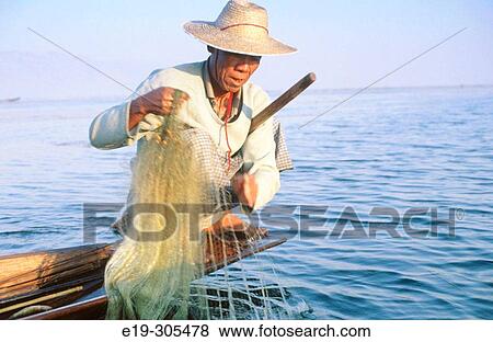Fisherman in Inle Lake. Myanmar View Large Photo Image Stock Photo - Fisherman in Inle Lake. Myanmar. Fotosearch