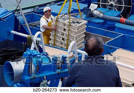 Stock Image - Fishermen at port. Getaria. Guipzcoa. Spain. Fotosearch