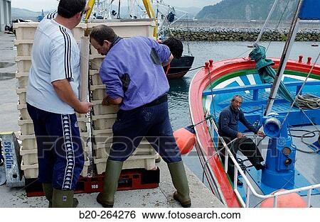 Stock Photograph - Fishermen at port. Getaria. Guipzcoa. Spain. Fotosearch