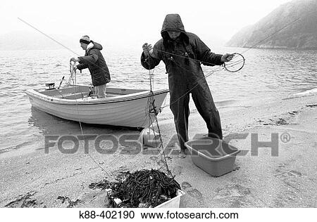 Stock Image - Fishermen, Havstenssund, Bohusln, Sweden. Fotosearch