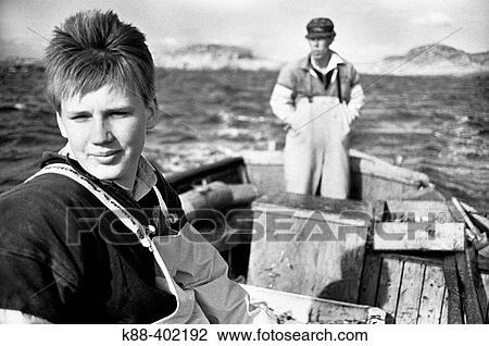 Stock Image - Fishermen, Havstenssund, Bohusln, Sweden. Fotosearch