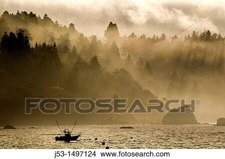 Fishing boat, foggy morning, Pacific Ocean, Trinidad California USA View Large Photo Image Picture - Fishing boat, foggy morning, Pacific Ocean, Trinidad California USA. Fotosearch