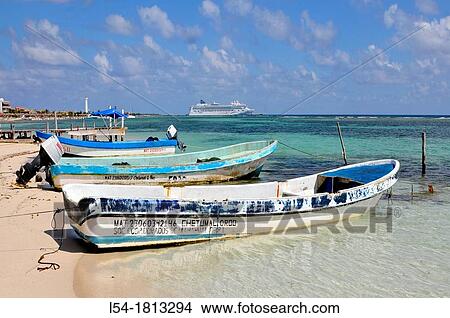 Fishing Boats Costa Maya Mexico Beach Caribbean Cruise Ship Port View Large Photo Image Picture - Fishing Boats Costa Maya Mexico Beach Caribbean Cruise Ship Port. Fotosearch
