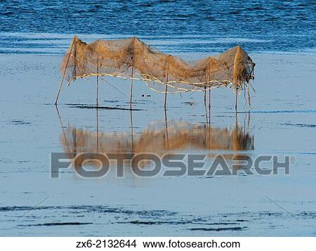 Fishing net at Fangar Bay. Ebro River Delta Natural Park, Tarragona province, Catalonia, Spain. View Large Photo Image Picture - Fishing net at Fangar Bay. Ebro River Delta Natural Park, Tarragona province, Catalonia, Spain.. Fotosearch
