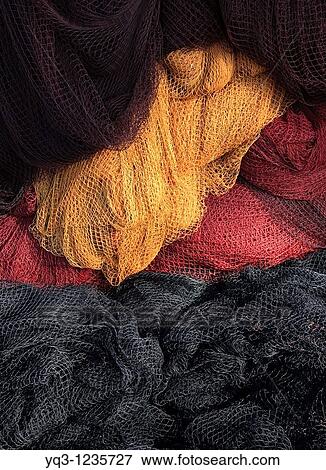 Stock Photo - Fishing nets at port, Castro Urdiales, Cantabria, Spain. Fotosearch
