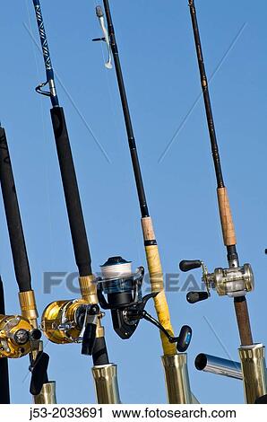 Fishing poles on sportfishing charter boat, Ilwaco, Washington USA. View Large Photo Image Stock Image - Fishing poles on sportfishing charter boat, Ilwaco, Washington USA.. Fotosearch