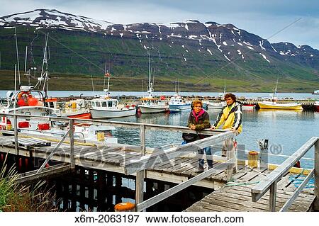 Stock Photo - Fishing port. Seydisfjordur. Iceland, Europe.. Fotosearch