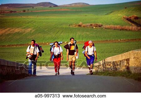Stock Image - Fitero bridge in Pisuerga river. Border between Burgos and Palencia. Castilla y Leon. Spain.. Fotosearch