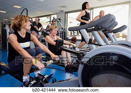 Fitness. Cardiovascular and muscle-building gymnasium. Real Club de Tenis de San SebastiBn, Gipuzkoa, Euskadi. View Large Photo Image Picture - Fitness. Cardiovascular and muscle-building gymnasium. Real Club de Tenis de San SebastiBn, Gipuzkoa, Euskadi.. Fotosearch