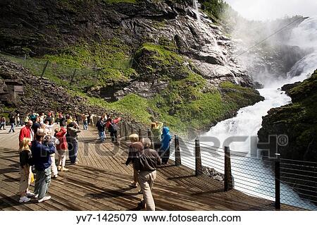 Fl? m railway The stop at the waterfall Kjosfossen Fl? m, Aurlandsfjord, Aurland, Sogn og Fjordane, Norway View Large Photo Image Stock Photo - Fl? m railway The stop at the waterfall Kjosfossen Fl? m, Aurlandsfjord, Aurland, Sogn og Fjordane, Norway. Fotosearch