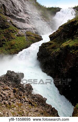 Flam railway, The stop at the waterfall Kjosfossen Flam, Sogn og Fjordane, Aurland, Norway View Large Photo Image Stock Photography - Flam railway, The stop at the waterfall Kjosfossen Flam, Sogn og Fjordane, Aurland, Norway. Fotosearch