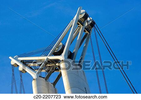 Stock Image - Flaubert bridge (detail), Rouen Commerce Harbour, River Seine, Rouen, Upper Normandy, 76000, France.. Fotosearch