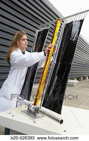 Stock Image - Flexible solar cells. Solar energy. Spatial Research Project for Fundaci? n Inasmet. Tecnalia, San Sebastian, Gipuzkoa, Euskadi. Spain.. Fotosearch