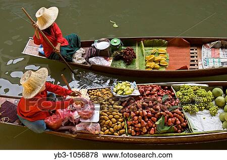 Stock Photo - Floating Market, Damnoen Saduak, Thailand. Fotosearch