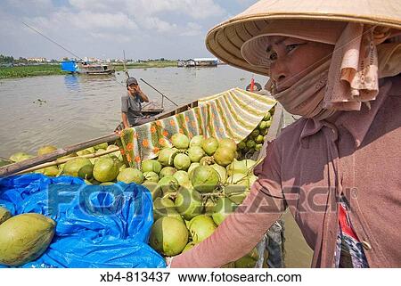 Floating market, Long Xuyen, Vietnam View Large Photo Image Stock Photo - Floating market, Long Xuyen, Vietnam. Fotosearch