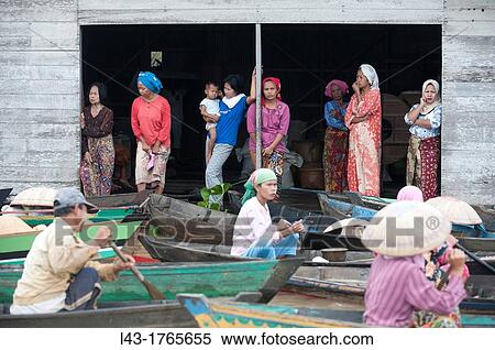 floating market near Banjarmasin, South-Kalimantan, Borneo, Indonesua View Large Photo Image Stock Photography - floating market near Banjarmasin, South-Kalimantan, Borneo, Indonesua. Fotosearch