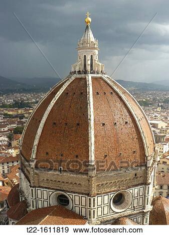 Stock Photo - Florence Italy Dome of the Duomo of the Cathedral of Santa Maria dei Fiori in the historic city of Florence. Fotosearch