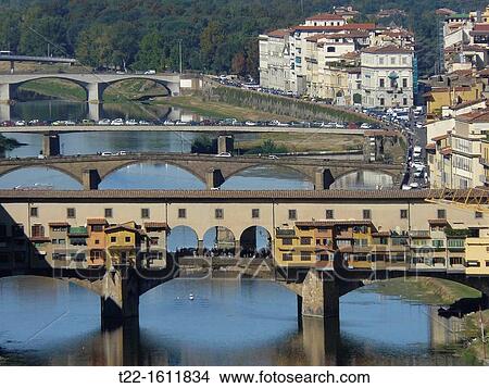 Picture - Florence Italy Ponte Vecchio on the Arno River in Florence city. Fotosearch