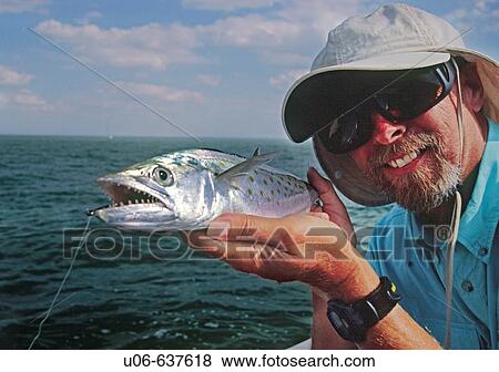 Florida fisherman holding a Spanish mackerel in Charlotte harbor View Large Photo Image Stock Photo - Florida fisherman holding a Spanish mackerel in Charlotte harbor. Fotosearch