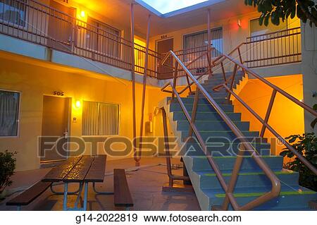 Florida, Fort Ft. Lauderdale, Days Inn Bahia Cabana, motel, hotel, budget, stairs, lighting, evening,. View Large Photo Image Stock Photo - Florida, Fort Ft. Lauderdale, Days Inn Bahia Cabana, motel, hotel, budget, stairs, lighting, evening,.. Fotosearch