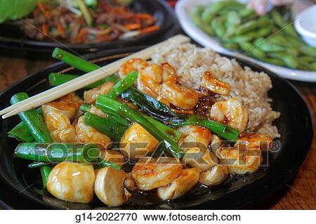 Florida, Fort Ft. Lauderdale, Pei Wei Asian Diner, restaurant, Mongolian shrimp, sweet soy sauce, scallions, garlic, white mushrooms, chopsticks, plate, edamame, immature soybeans,. View Large Photo Image Stock Image - Florida, Fort Ft. Lauderdale, Pei Wei Asian Diner, restaurant, Mongolian shrimp, sweet soy sauce, scallions, garlic, white mushrooms, chopsticks, plate, edamame, immature soybeans,.. Fotosearch