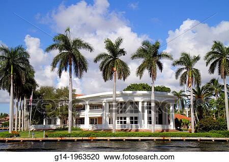 Florida, Ft. Fort Lauderdale, Intracoastal Waterway, New River Sound, home, mansion, SE 10th Street, palm trees,. View Large Photo Image Stock Image - Florida, Ft. Fort Lauderdale, Intracoastal Waterway, New River Sound, home, mansion, SE 10th Street, palm trees,.. Fotosearch