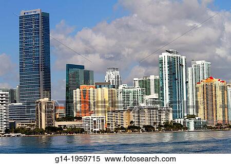 Florida, Miami, Biscayne Bay, city, skyline, skyscrapers, buildings, water, high-rise, condominium, Brickell Avenue, Brickell Key, Four Seasons Hotel,. View Large Photo Image Stock Photography - Florida, Miami, Biscayne Bay, city, skyline, skyscrapers, buildings, water, high-rise, condominium, Brickell Avenue, Brickell Key, Four Seasons Hotel,.. Fotosearch