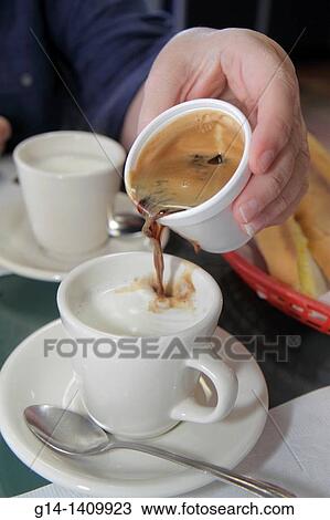 Florida, Miami, Little Havana, Calle Ocho, El Pub Restaurant, cafe con leche, coffee with milk, View Large Photo Image Stock Image - Florida, Miami, Little Havana, Calle Ocho, El Pub Restaurant, cafe con leche, coffee with milk,. Fotosearch