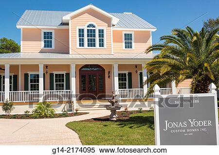 Stock Photography - Florida, Sarasota, custom home, new, sale, sign, Jonas Yoder, architect, designer, porch,.. Fotosearch