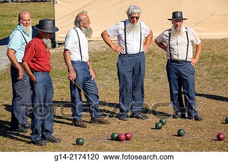 Florida, Sarasota, Pine Craft, Amish, Mennonite, community, winter retreat, traditional, conservative, clothing, religious, Pinecraft Park, man, friends, traditional clothing, suspenders, bocce ball, playing,. View Large Photo Image Stock Image - Florida, Sarasota, Pine Craft, Amish, Mennonite, community, winter retreat, traditional, conservative, clothing, religious, Pinecraft Park, man, friends, traditional clothing, suspenders, bocce ball, playing,.. Fotosearch