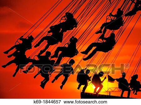 Flying Chairs at Amusement Park View Large Photo Image Stock Photo - Flying Chairs at Amusement Park. Fotosearch