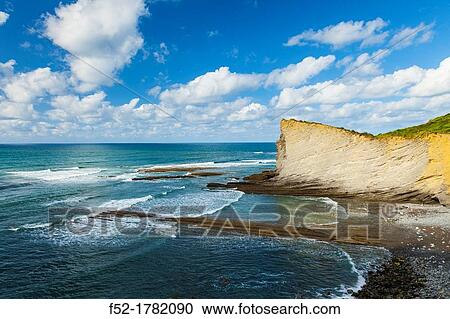 Stock Image - Flysch, Mendata beach, Deva, Gipuzkoa, The Basque Country, The Bay of Byscay, Spain, Europe.. Fotosearch