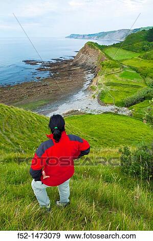 Flysch, Sakoneta beach, Deva, Gipuzkoa, The Basque Country, The Bay of Byscay, Spain, Europe. View Large Photo Image Stock Photo - Flysch, Sakoneta beach, Deva, Gipuzkoa, The Basque Country, The Bay of Byscay, Spain, Europe.. Fotosearch