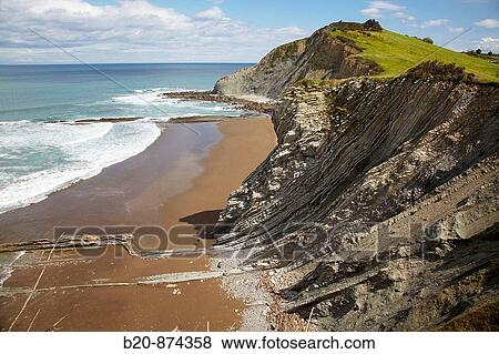 ? Flysh? rock strata, Itzurun beach, Zumaia, Guipuzcoa, Basque Country, Spain View Large Photo Image Stock Photo - ? Flysh? rock strata, Itzurun beach, Zumaia, Guipuzcoa, Basque Country, Spain. Fotosearch