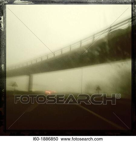 Stock Image - Fog in M-40, Madrid, Spain. Fotosearch