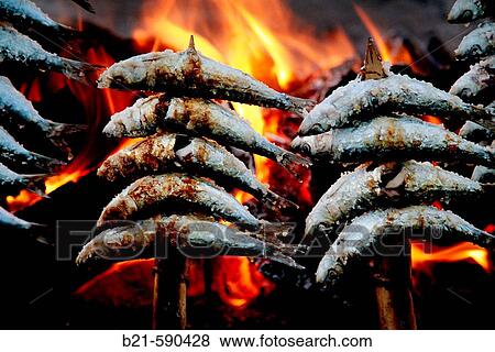 Food:? Espeto de Sardinas? (grilled sardines) a speciality of Malaga. Spain. View Large Photo Image Stock Photo - Food:? Espeto de Sardinas? (grilled sardines) a speciality of Malaga. Spain.. Fotosearch