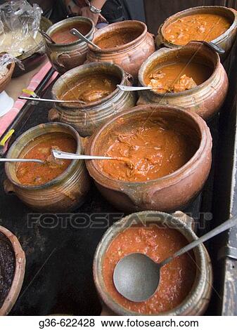 Stock Photo - Food, sauces and soups in a restraurant in Antigua, Guatemala. Fotosearch