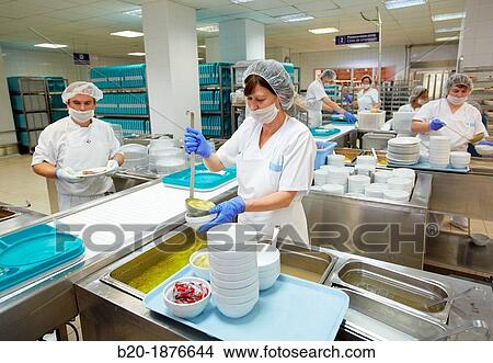 Food serving line, Hospital meal preparation, Kitchen, Hospital Donostia, San Sebastian, Gipuzkoa, Basque Country, Spain View Large Photo Image Picture - Food serving line, Hospital meal preparation, Kitchen, Hospital Donostia, San Sebastian, Gipuzkoa, Basque Country, Spain. Fotosearch