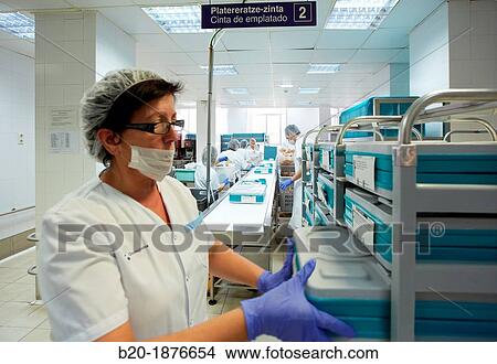 Food serving line, Hospital meal preparation, Kitchen, Hospital Donostia, San Sebastian, Gipuzkoa, Basque Country, Spain View Large Photo Image Picture - Food serving line, Hospital meal preparation, Kitchen, Hospital Donostia, San Sebastian, Gipuzkoa, Basque Country, Spain. Fotosearch