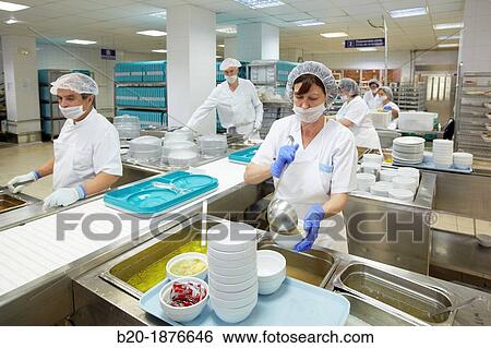 Food serving line, Hospital meal preparation, Kitchen, Hospital Donostia, San Sebastian, Gipuzkoa, Basque Country, Spain View Large Photo Image Stock Photograph - Food serving line, Hospital meal preparation, Kitchen, Hospital Donostia, San Sebastian, Gipuzkoa, Basque Country, Spain. Fotosearch