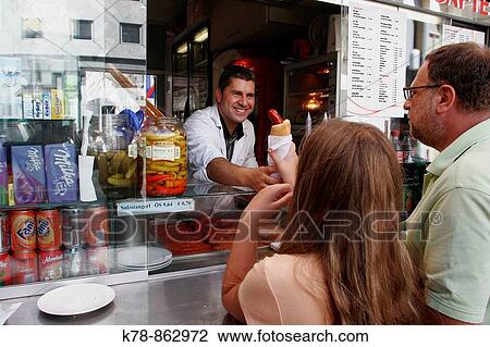 food stall selling sausages, Vienna, Austria View Large Photo Image Stock Image - food stall selling sausages, Vienna, Austria. Fotosearch