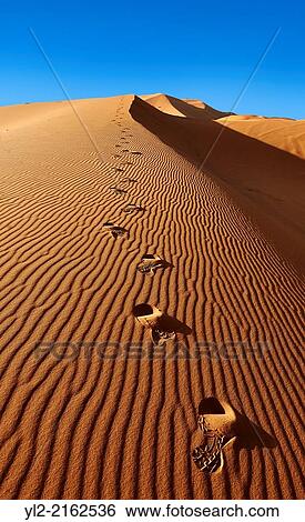Foot steps in the Sahara sand dunes of erg Chebbi, Morocco, Africa. View Large Photo Image Stock Photograph - Foot steps in the Sahara sand dunes of erg Chebbi, Morocco, Africa.. Fotosearch