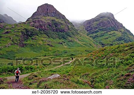 Stock Image - Footpath, mountain, Glencoe, Highland, Scotland, UK. Fotosearch